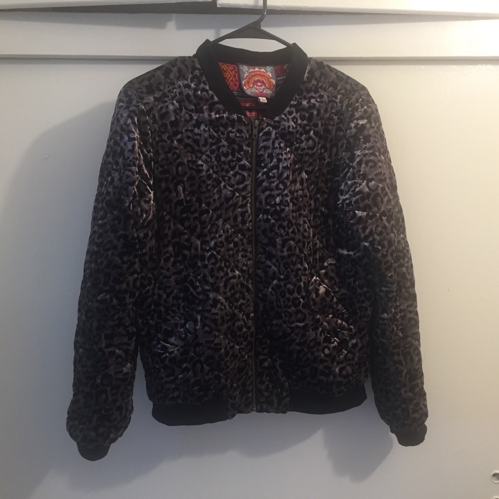 Johnny Was animal print, puffer, bomber jacket.